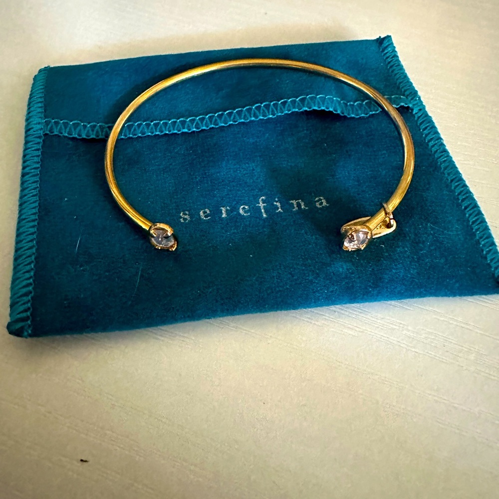 Gold cuff bracelet with cubic zirconia